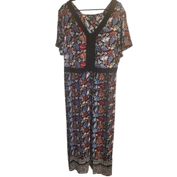 Ulla Popken Dresses & Skirts - Ulla Popken Black Pink Blue Floral Dress, Size 16